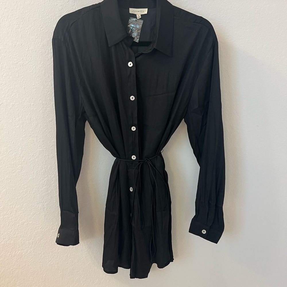 Black satin romper, size large, NEVER WORN